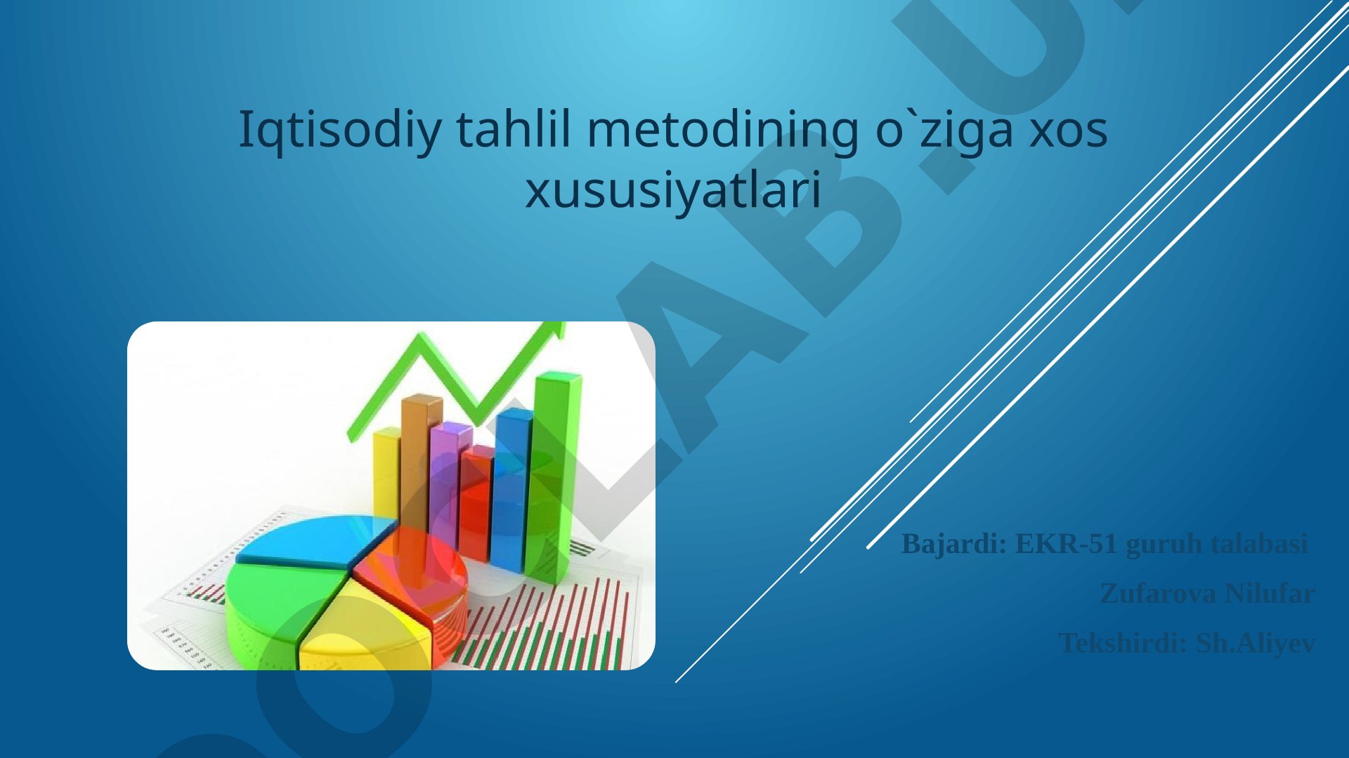 Iqtisodiy tahlil metodining o'ziga xos xususiyatlari
