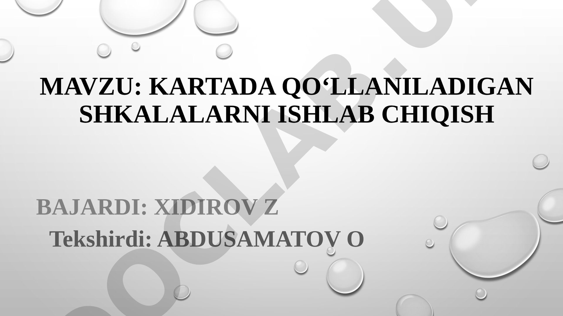 Kartada qo‘llaniladigan shkalalarni ishlab chiqish
