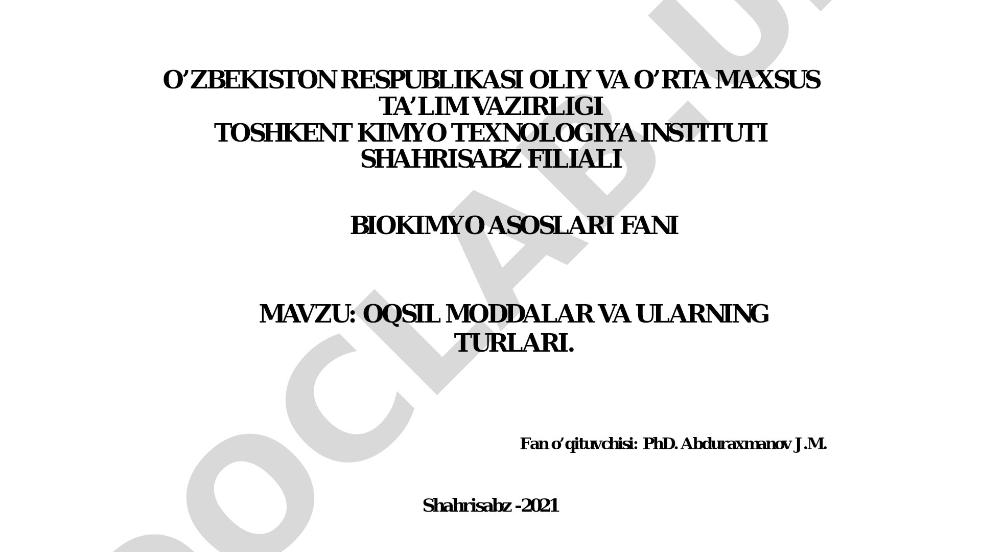 Oqsil moddalar va ularning turlari