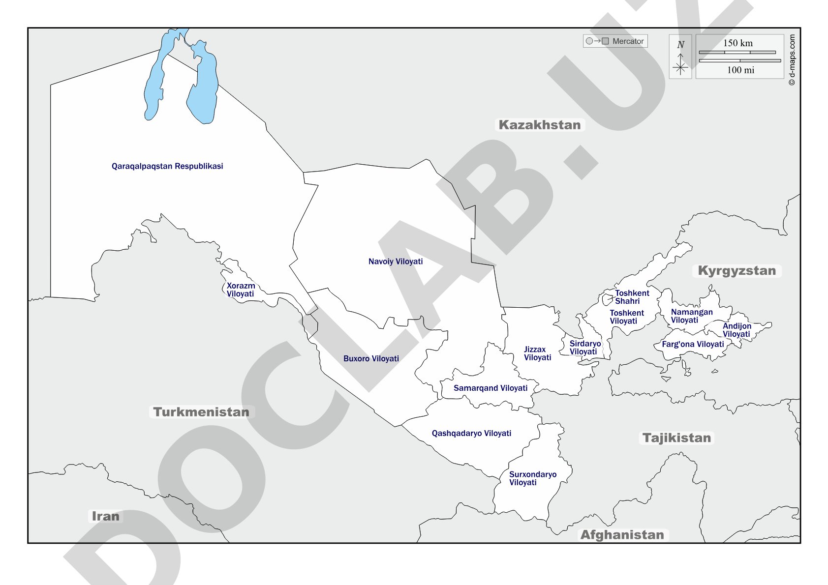 O'zbekiston viloyatlari xaritasi