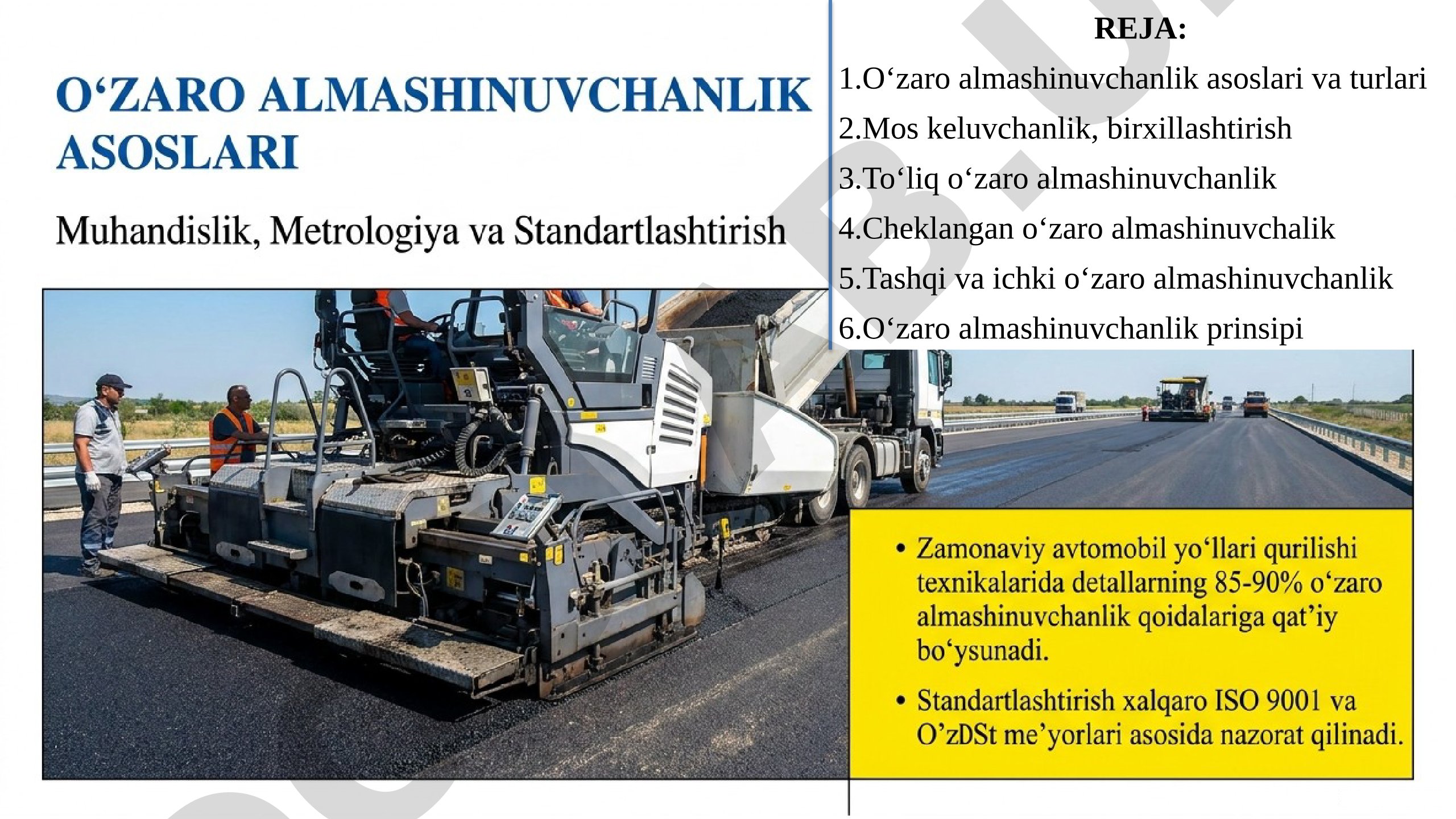 Oʻzaro almashinuvchanlik asoslari va turlari