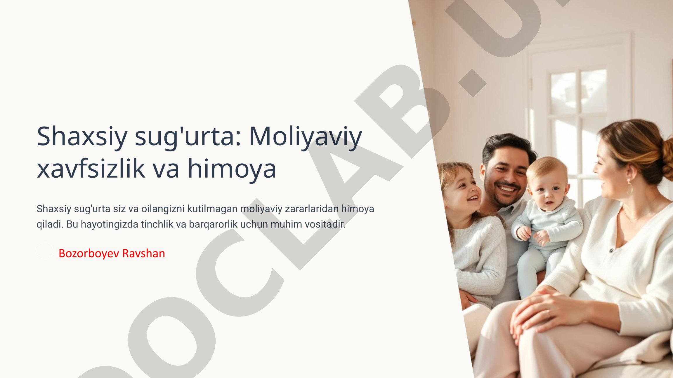 Shaxsiy sug'urta: Moliyaviy xavfsizlik va himoya