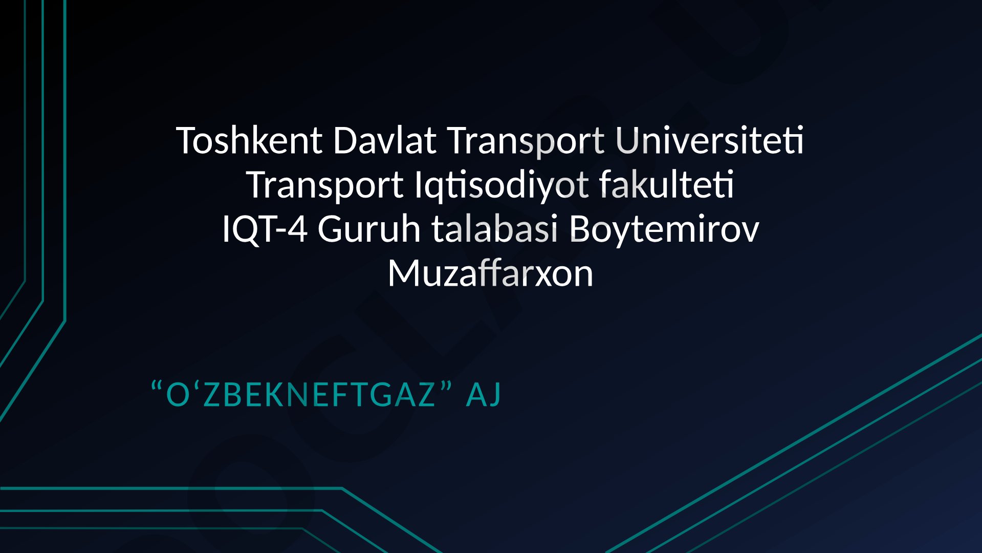 O‘zbekneftgaz AJ faoliyati, korporativ boshqaruvi tahlili va xorijiy kompaniya bilan