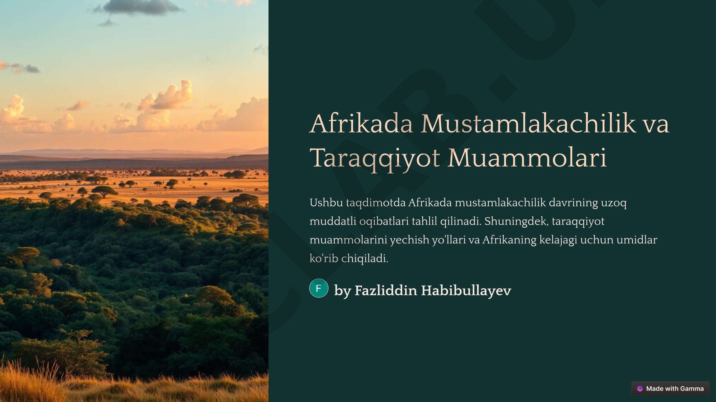 Afrikada Mustamlakachilik va Taraqqiyot Muammolari