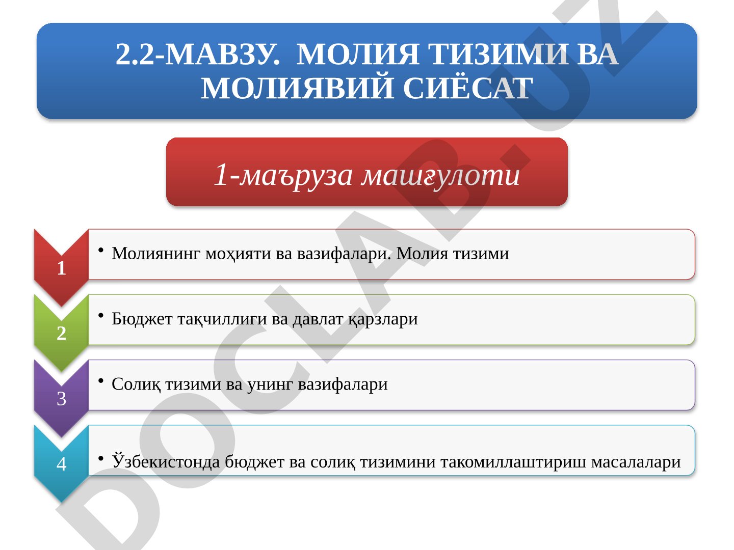 МОЛИЯ ТИЗИМИ ВА МОЛИЯВИЙ СИЁСАТ