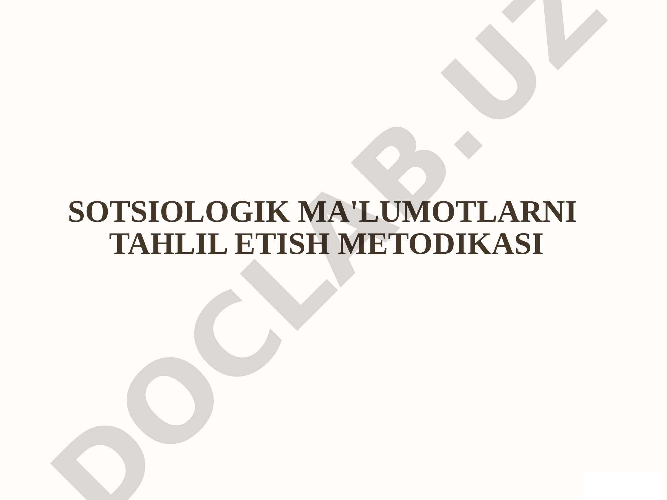 Sotsiologik ma'lumotlarni tahlil etish metodikasi