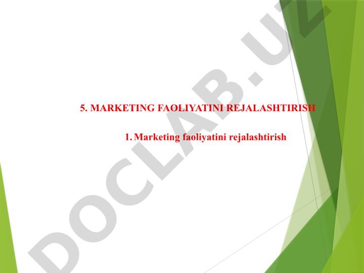 Marketing faoliyatini rejalashtirish