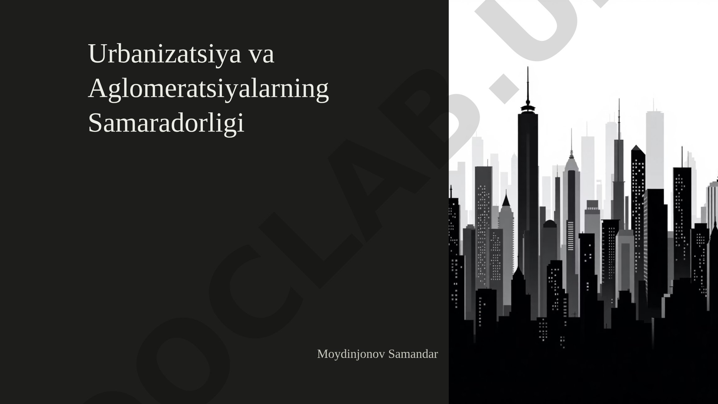 Urbanizatsiya va Aglomeratsiyalarning Samaradorligi