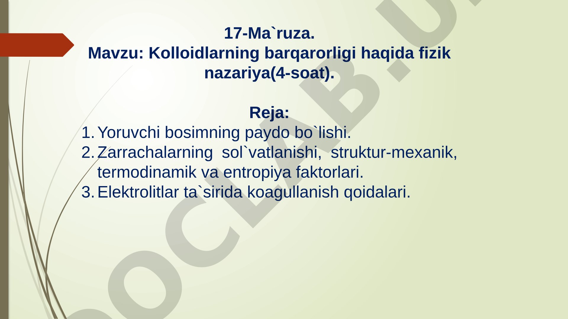 Kolloidlarning barqarorligi haqida fizik nazariya