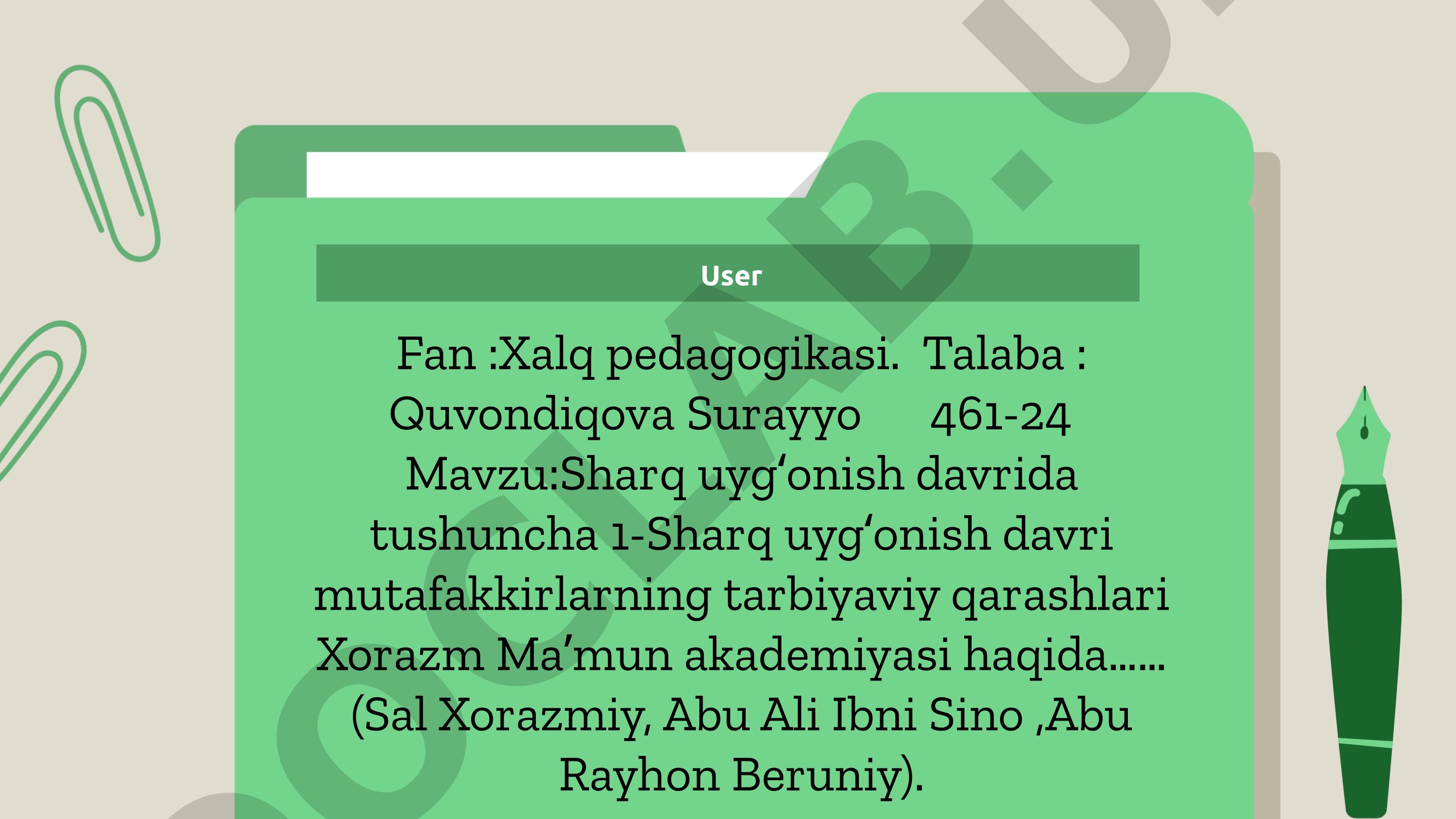 Sharq uygʻonish davrida mutafakkirlarning tarbiyaviy qarashlari