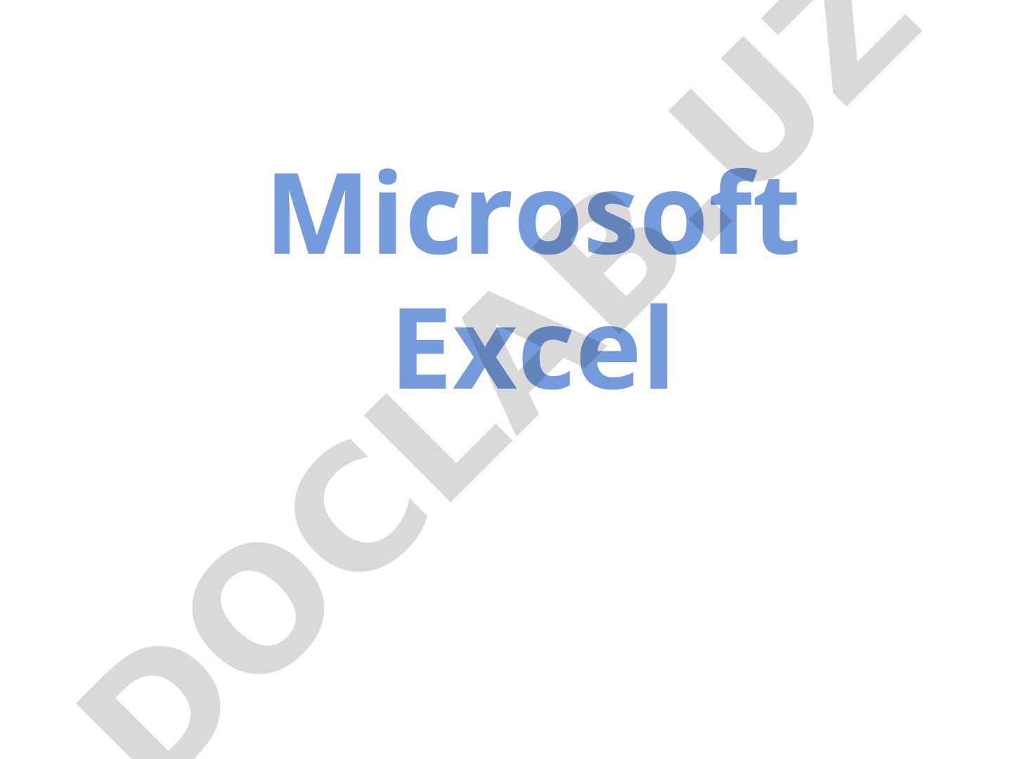 Microsoft Excel Электрон жадваллар процессори