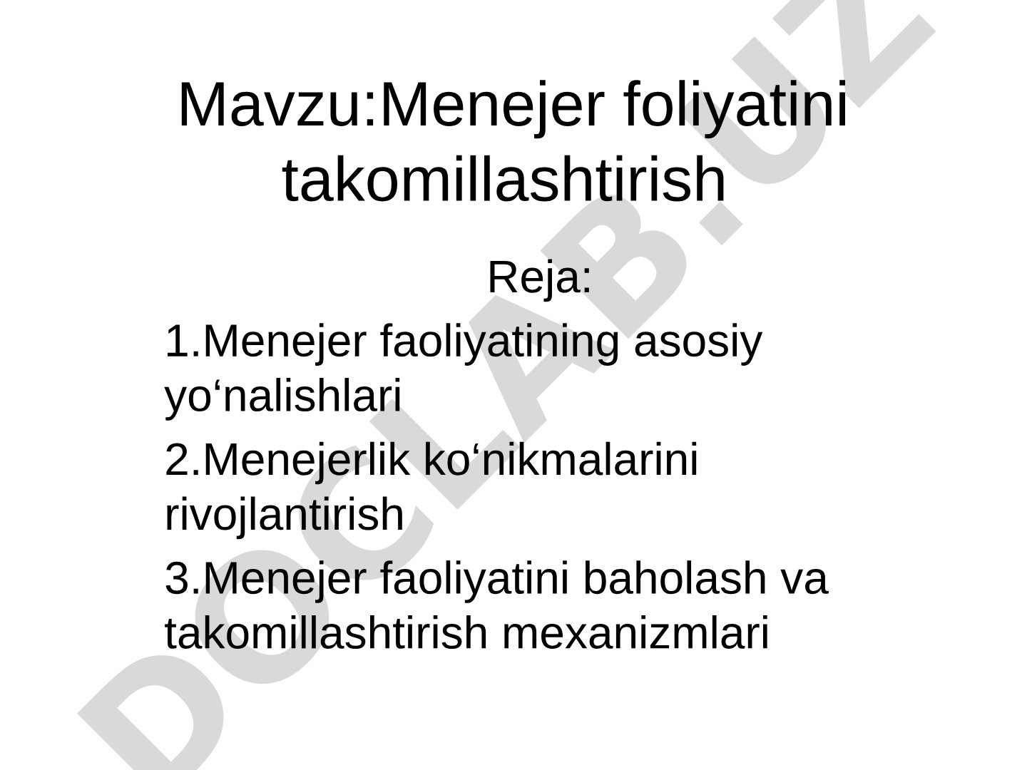 Menejer faoliyatining asosiy yo'nalishlari, ko'nikmalarini rivojlantirish va baholash