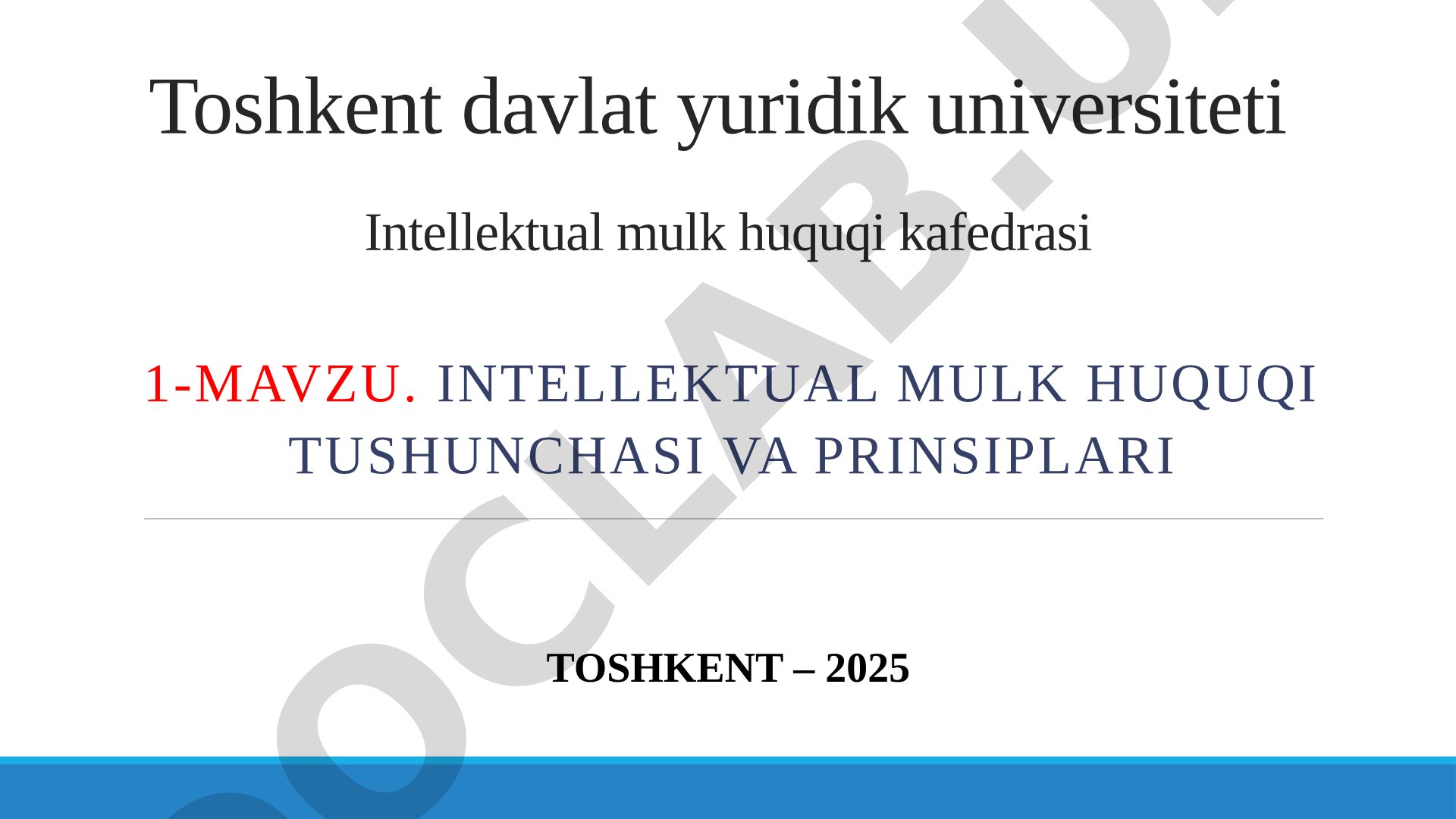 Intellektual mulk huquqi tushunchasi va prinsiplari