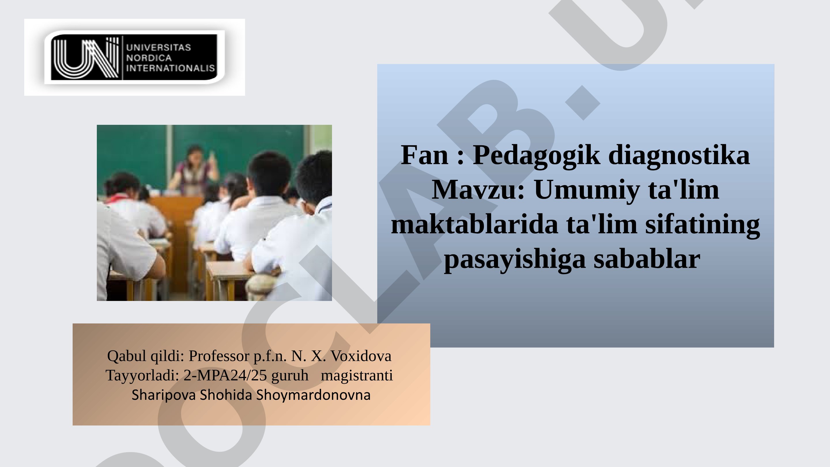 Umumiy ta'lim maktablarida ta'lim sifatining pasayishiga sabablar