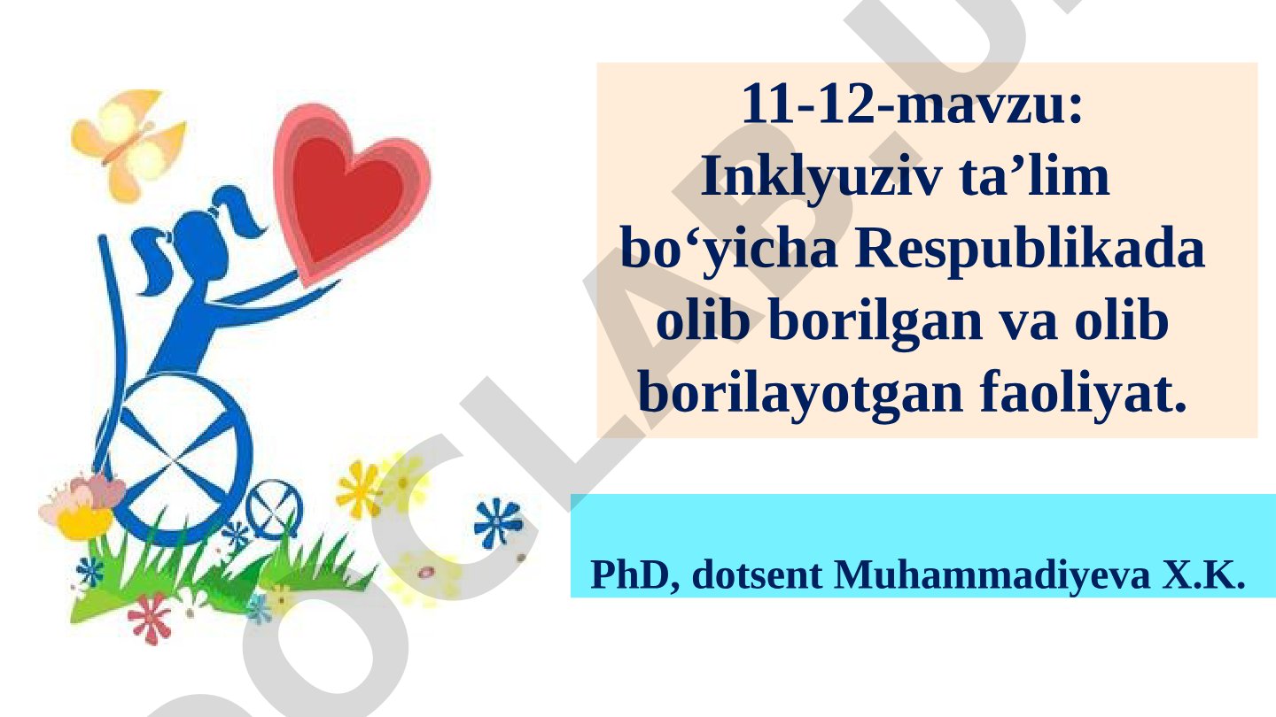 Inklyuziv ta’lim bo‘yicha Respublikada olib borilgan va olib borilayotgan faoliyat
