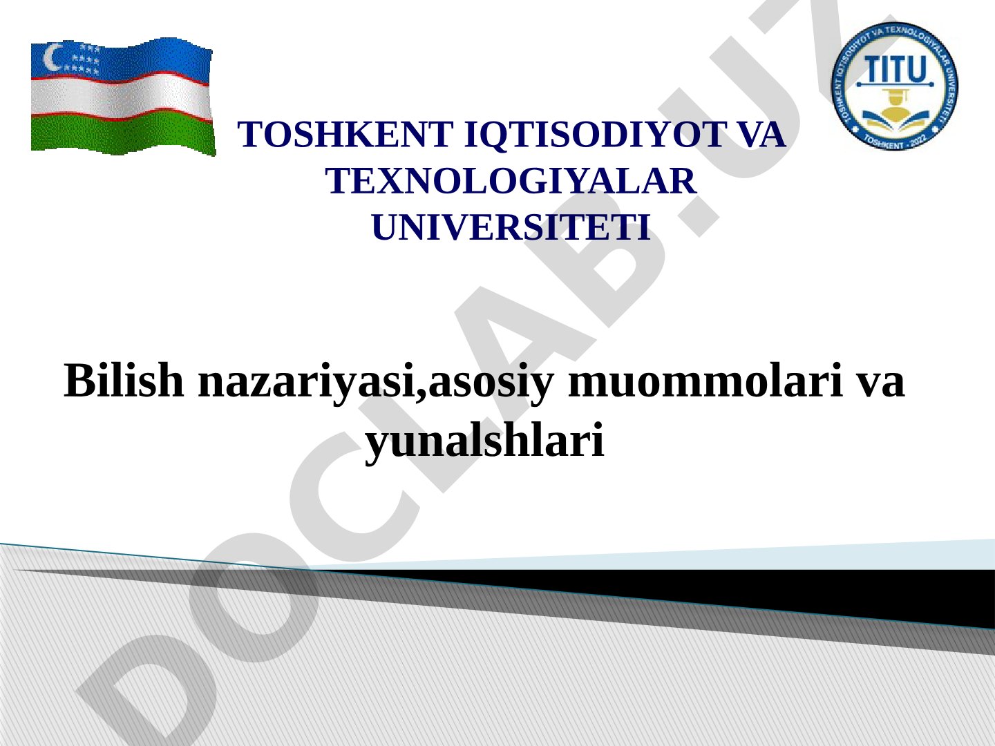Bilish nazariyasi,asosiy muommolari va yunalshlari