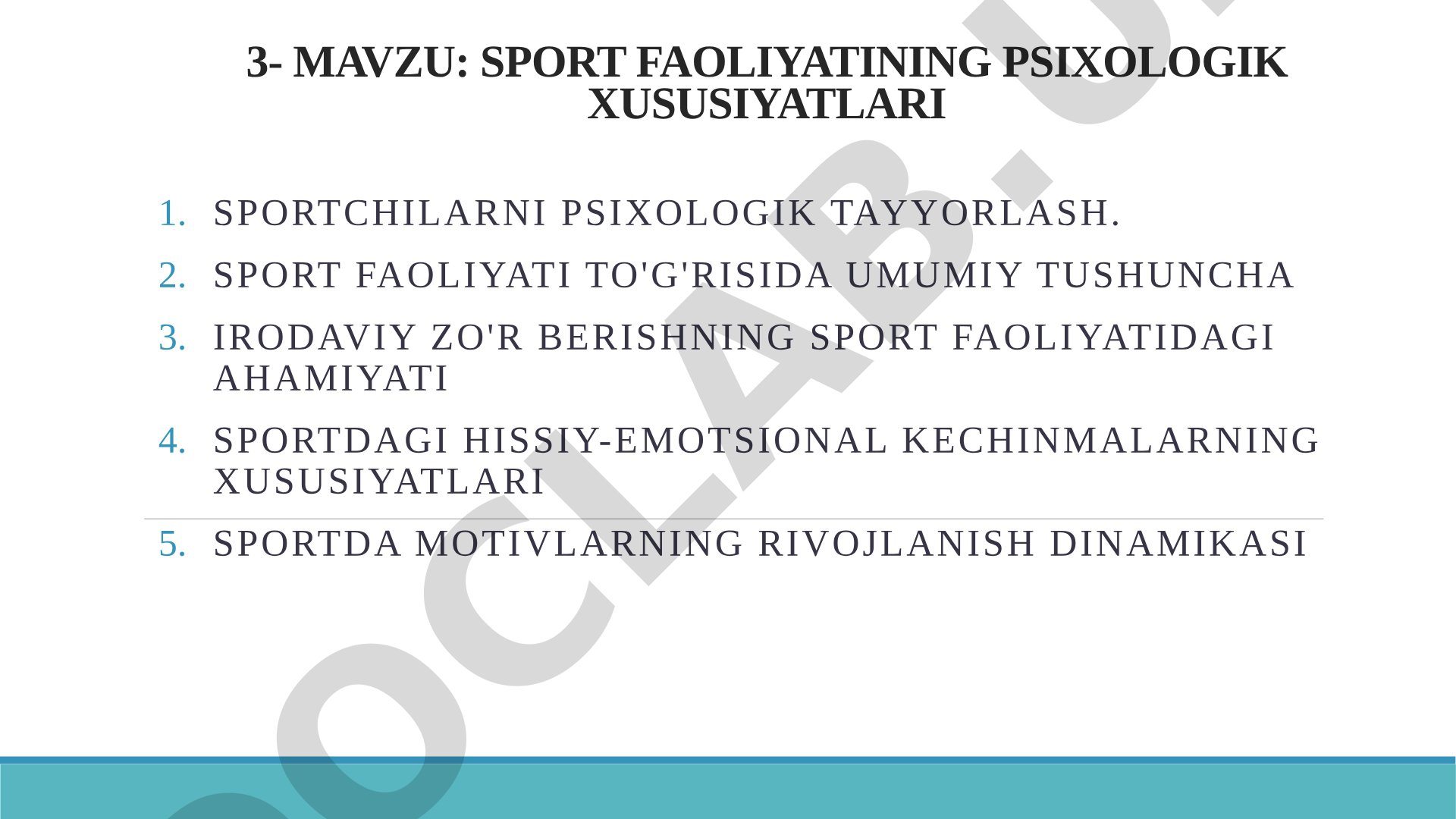 Sport faoliyatining psixologik xususiyatlari