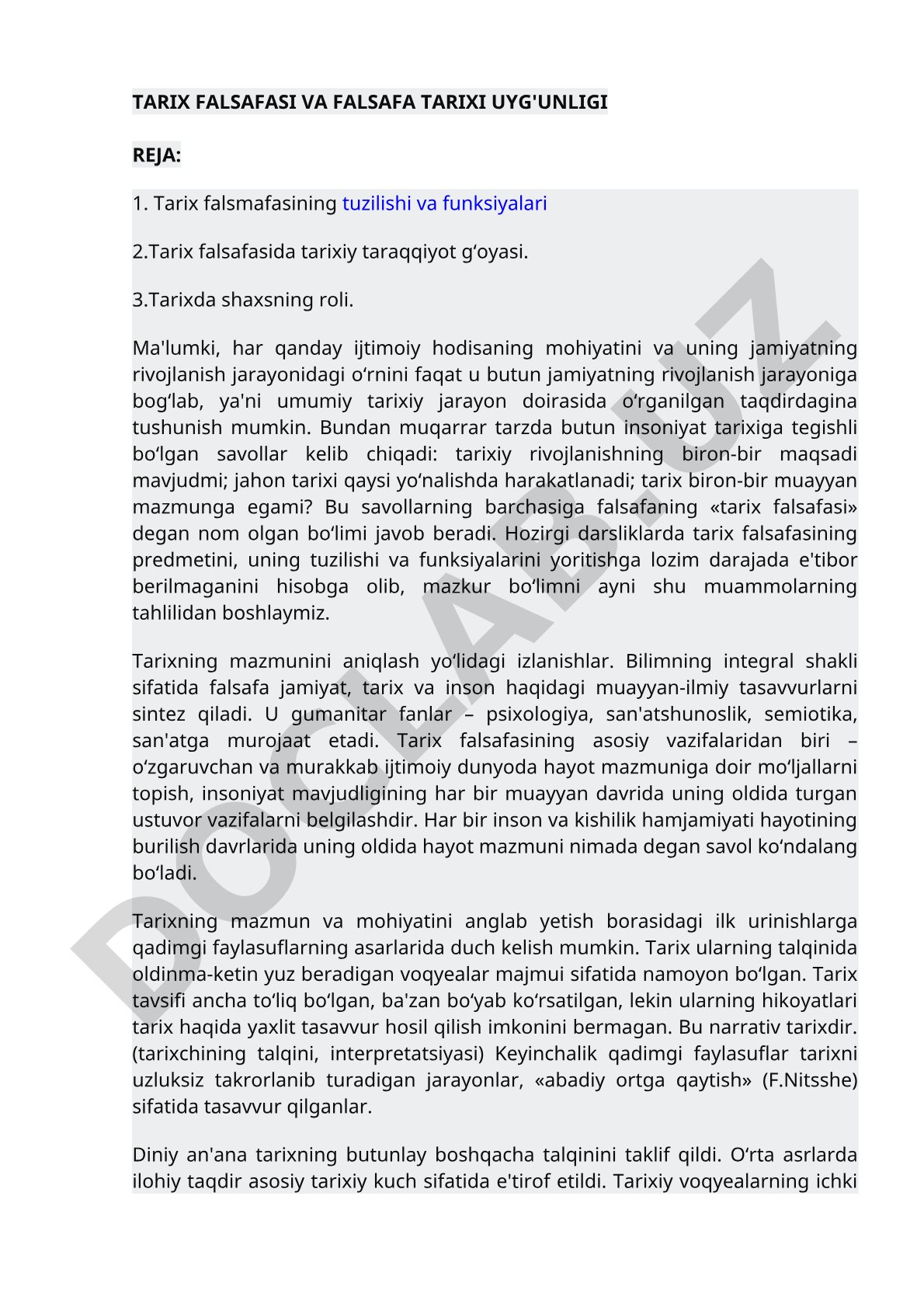 Tarix falsafasi va falsafa tarixi uyg'unligi