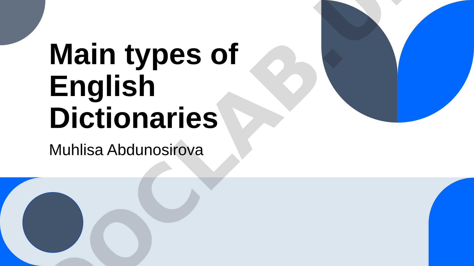 Main types of English Dictionaries