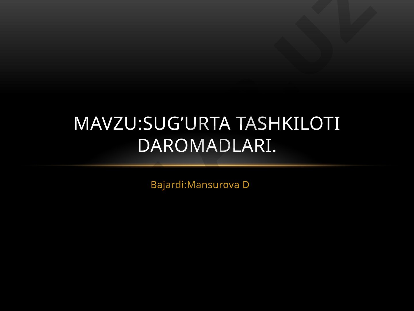 Sug'urta tashkiloti daromadlarining guruhlanishi, turlari va O'zagrosug'urta kompaniyasi