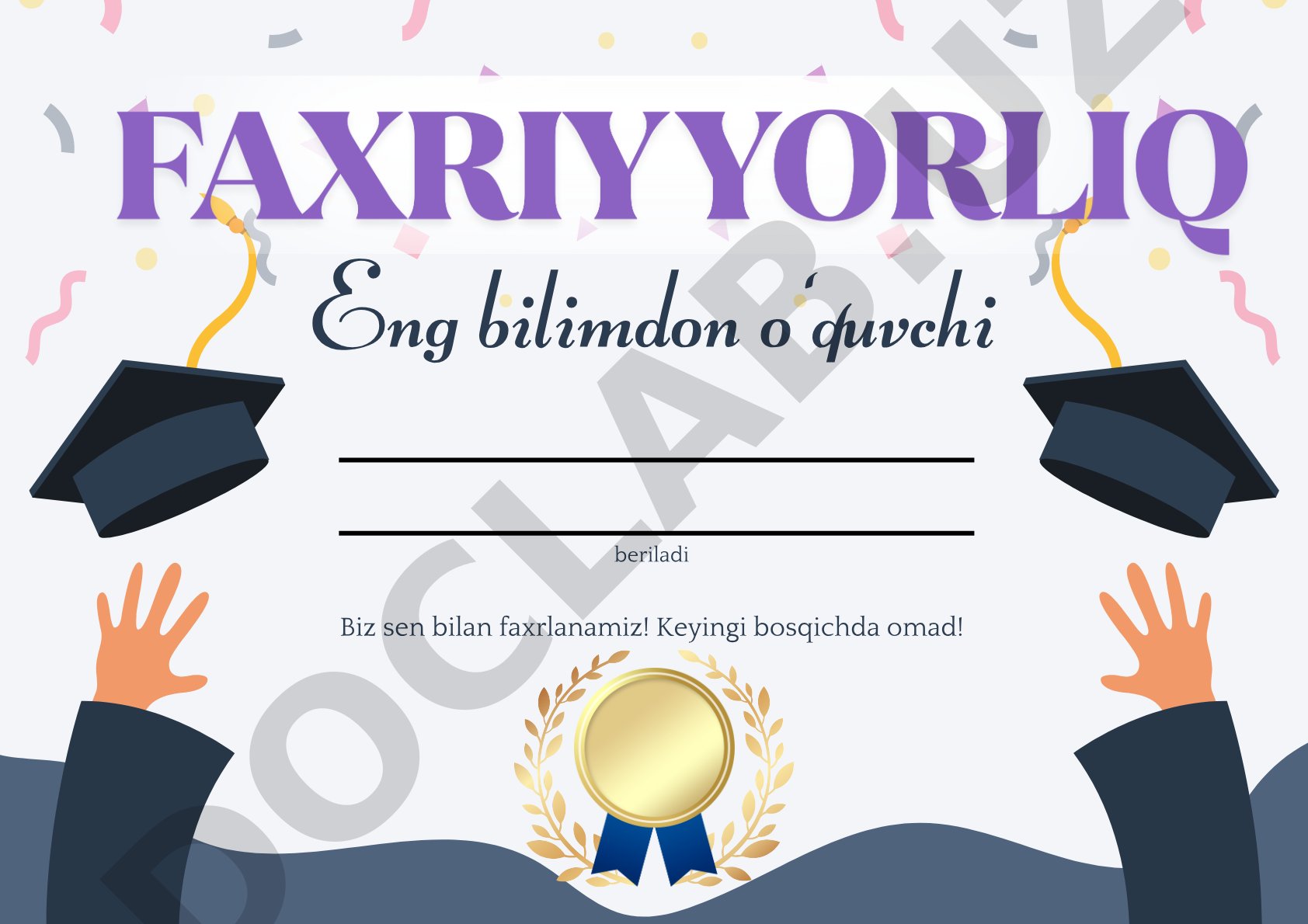 O'quvchilar uchun faxriy yorliq