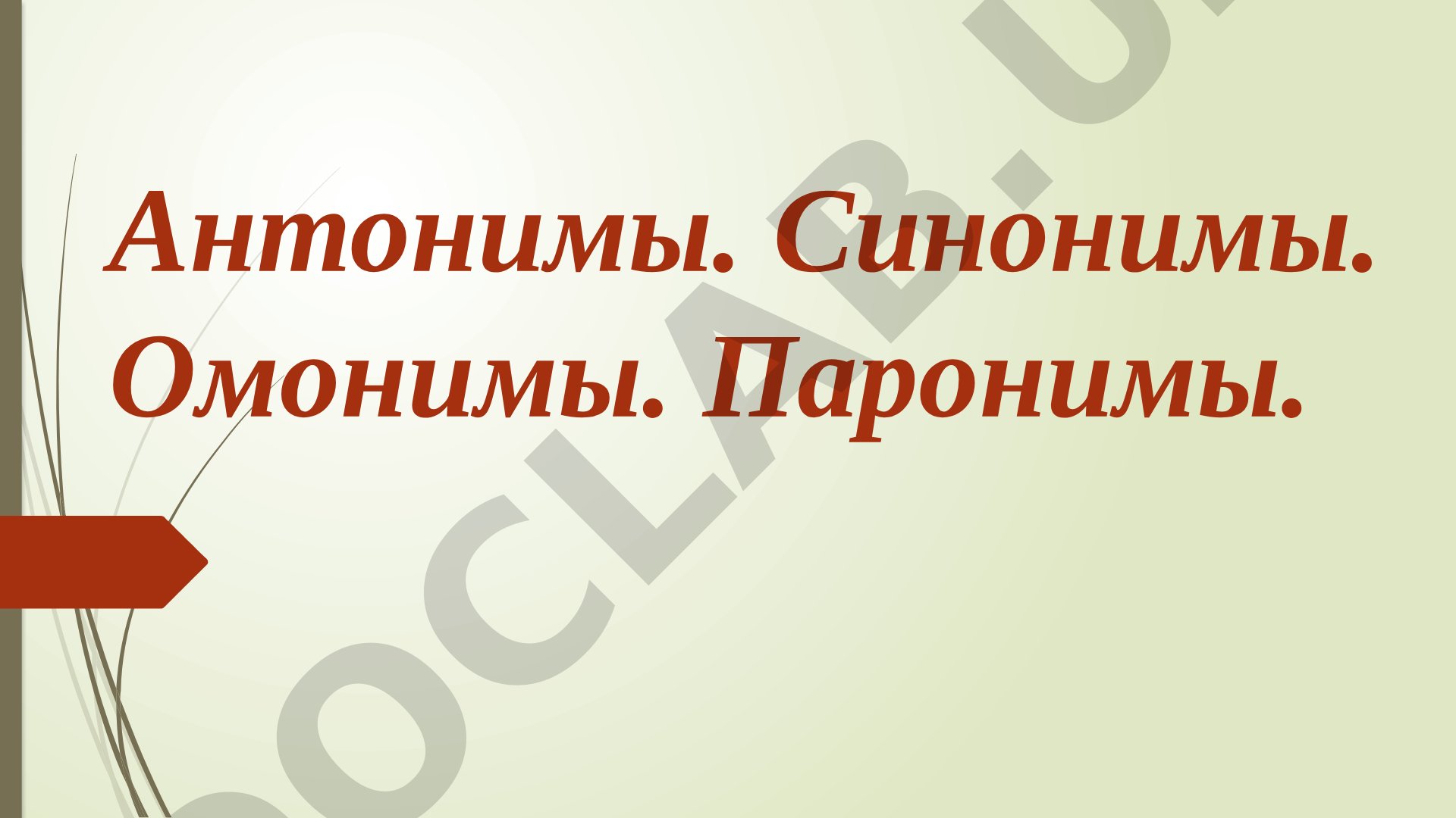 Антонимы. Синонимы. Омонимы. Паронимы. Омонимия и полисемия