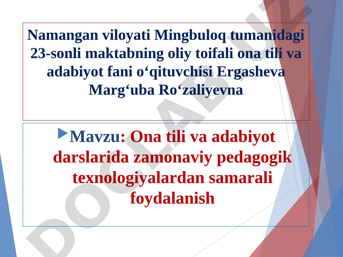 Ona tili va adabiyot darslarida zamonaviy pedagogik texnologiyalardan samarali foydalanish