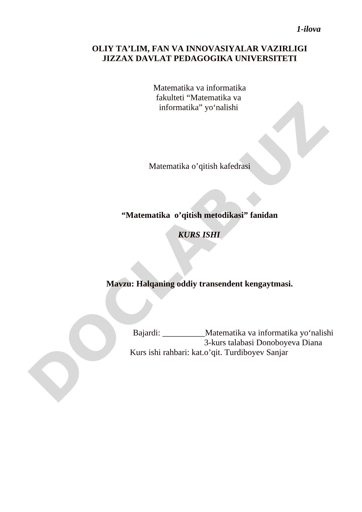 Halqaning oddiy transendent kengaytmasi