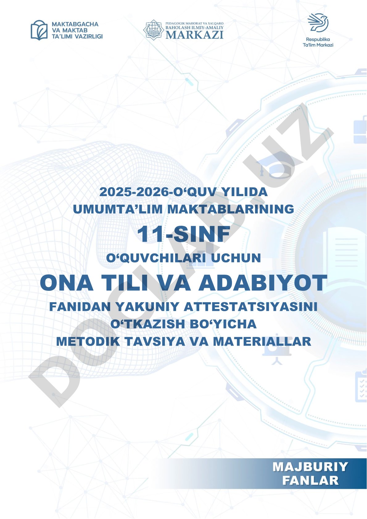 11-sinf ona tili va adabiyot fanidan yakuniy test spetsifikatsiyasi