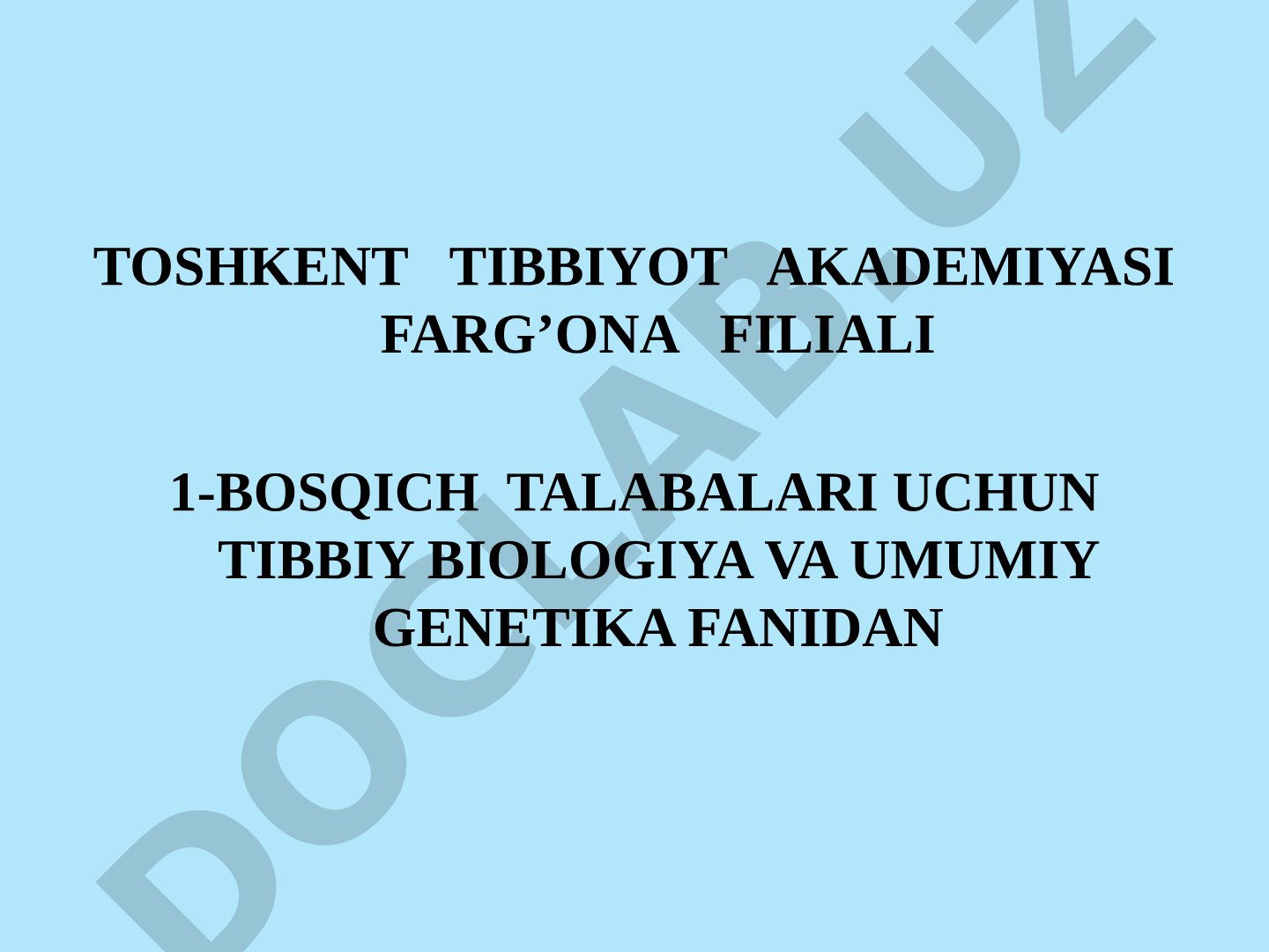 Tibbiy biologiya va umumiy genetika fanidan ontogenez mavzusidagi taqdimot