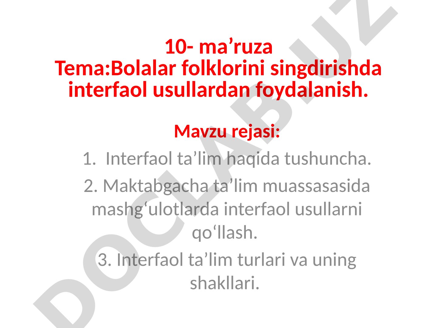 Bolalar folklorini singdirishda interfaol usullardan foydalanish