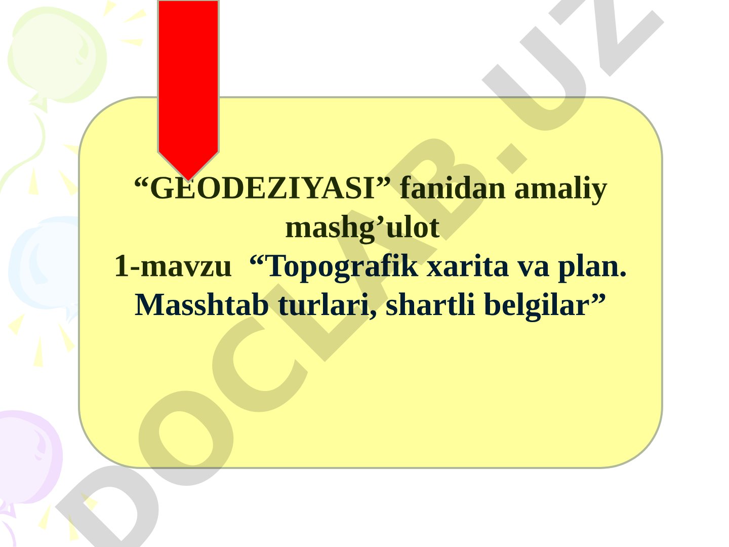 Topografik xarita va plan. Masshtab turlari, shartli belgilar