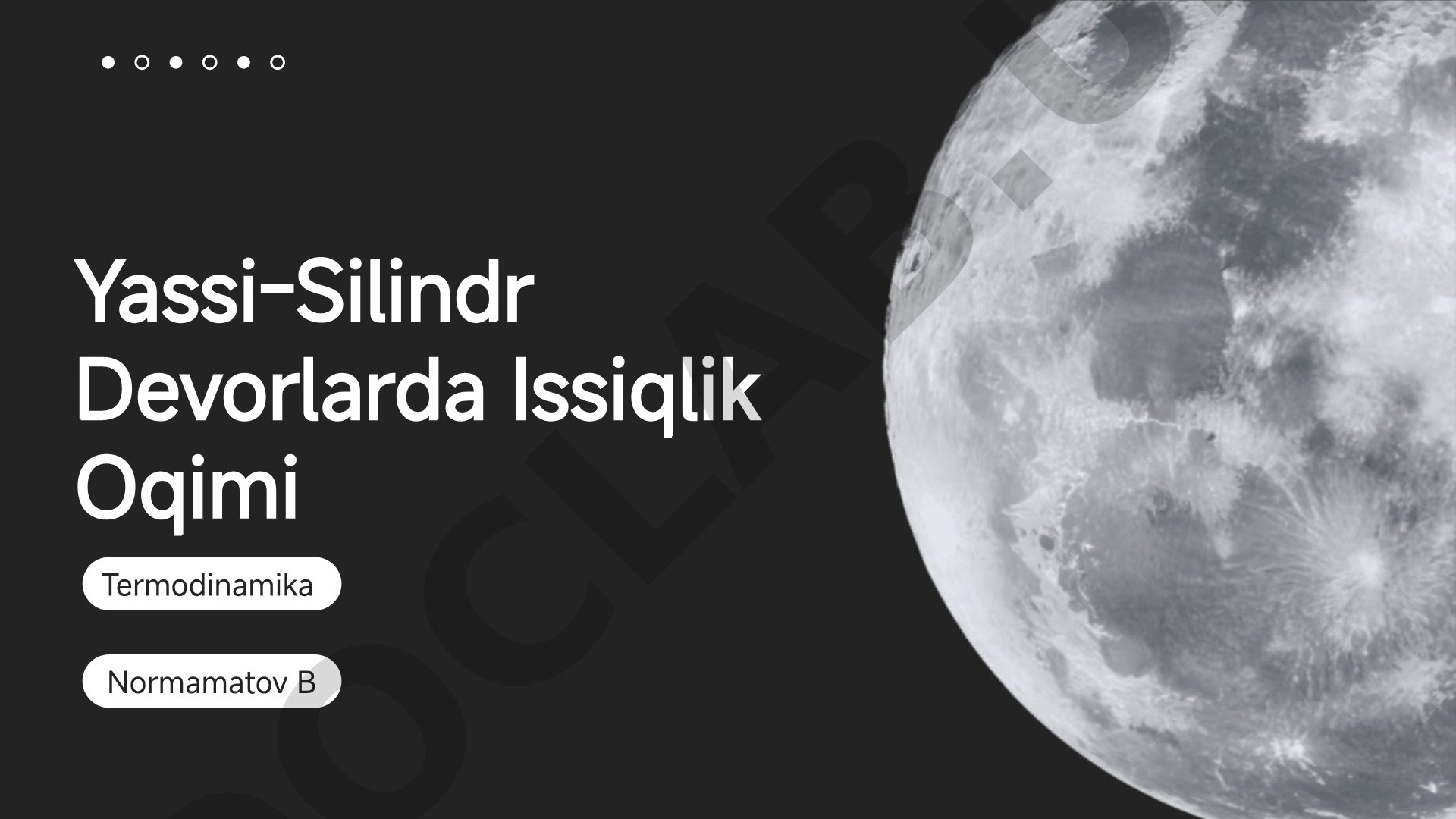 Yassi-Silindr Devorlarda Issiqlik Oqimi Termodinamika Normamatov B
