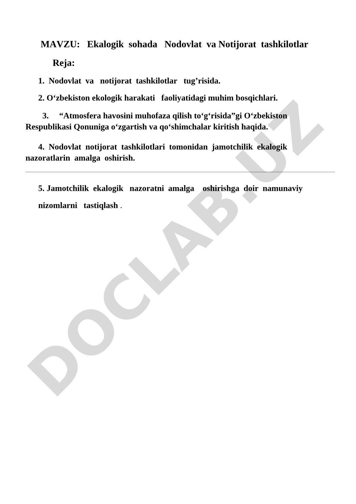 Ekalogik sohada Nodovlat va Notijorat tashkilotlar