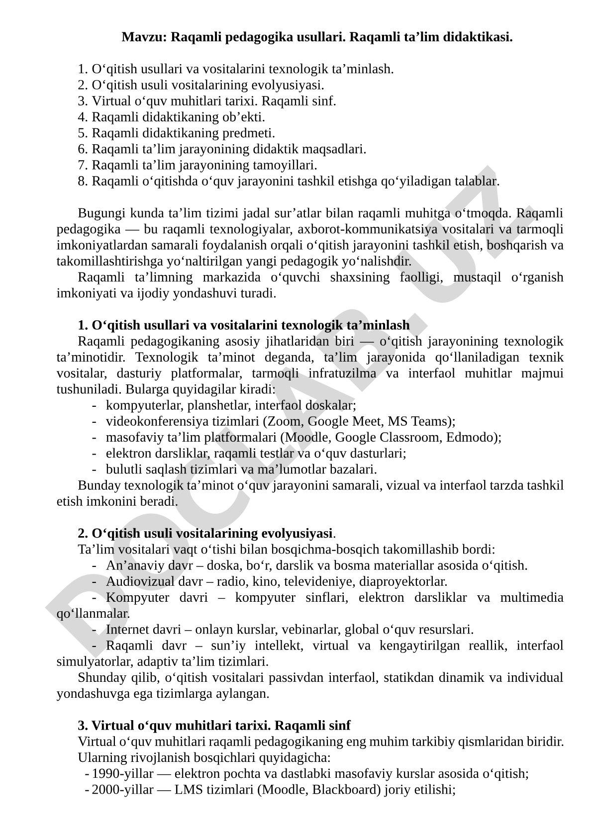 Raqamli pedagogika usullari