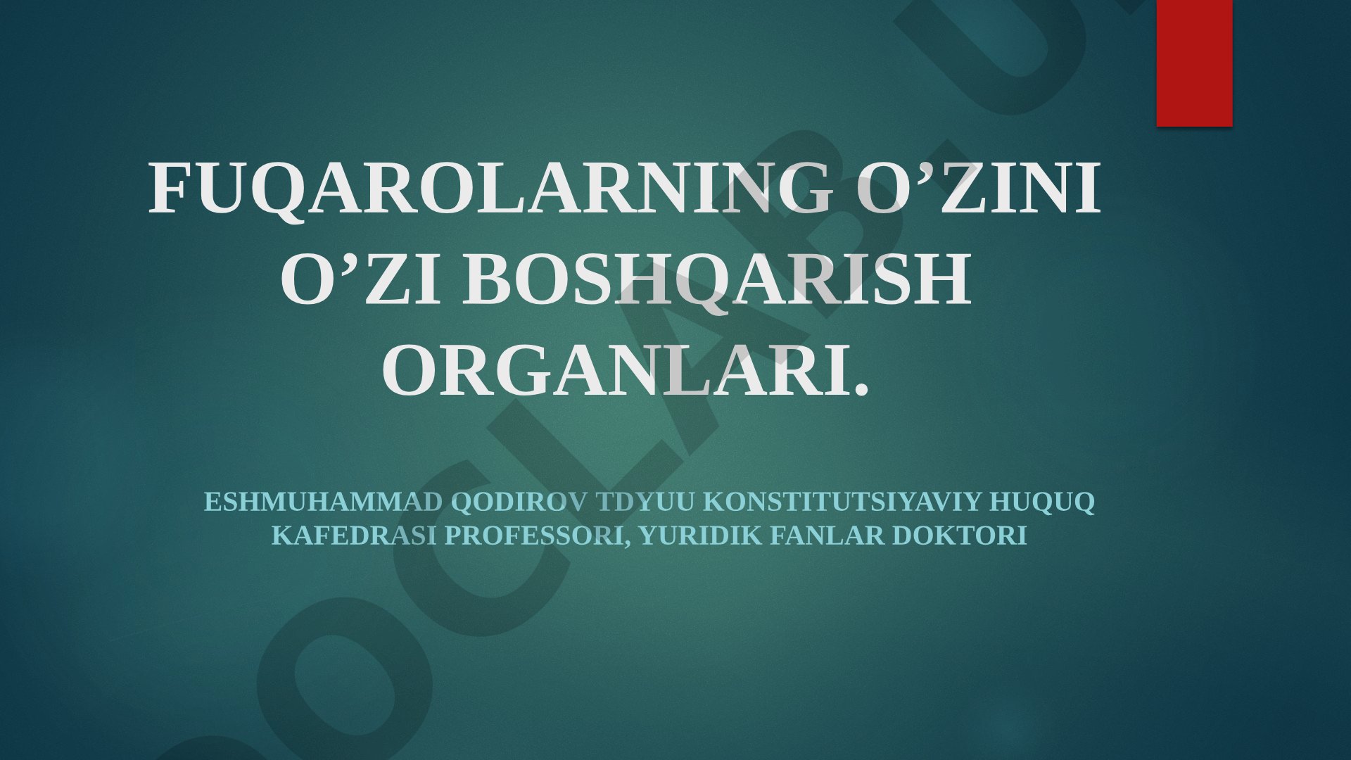 Fuqarolarning o’zini o’zi boshqarish organlari