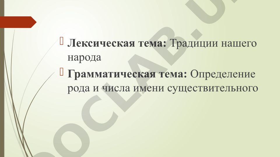 Традиции нашего народа: определение рода и числа имени существительного