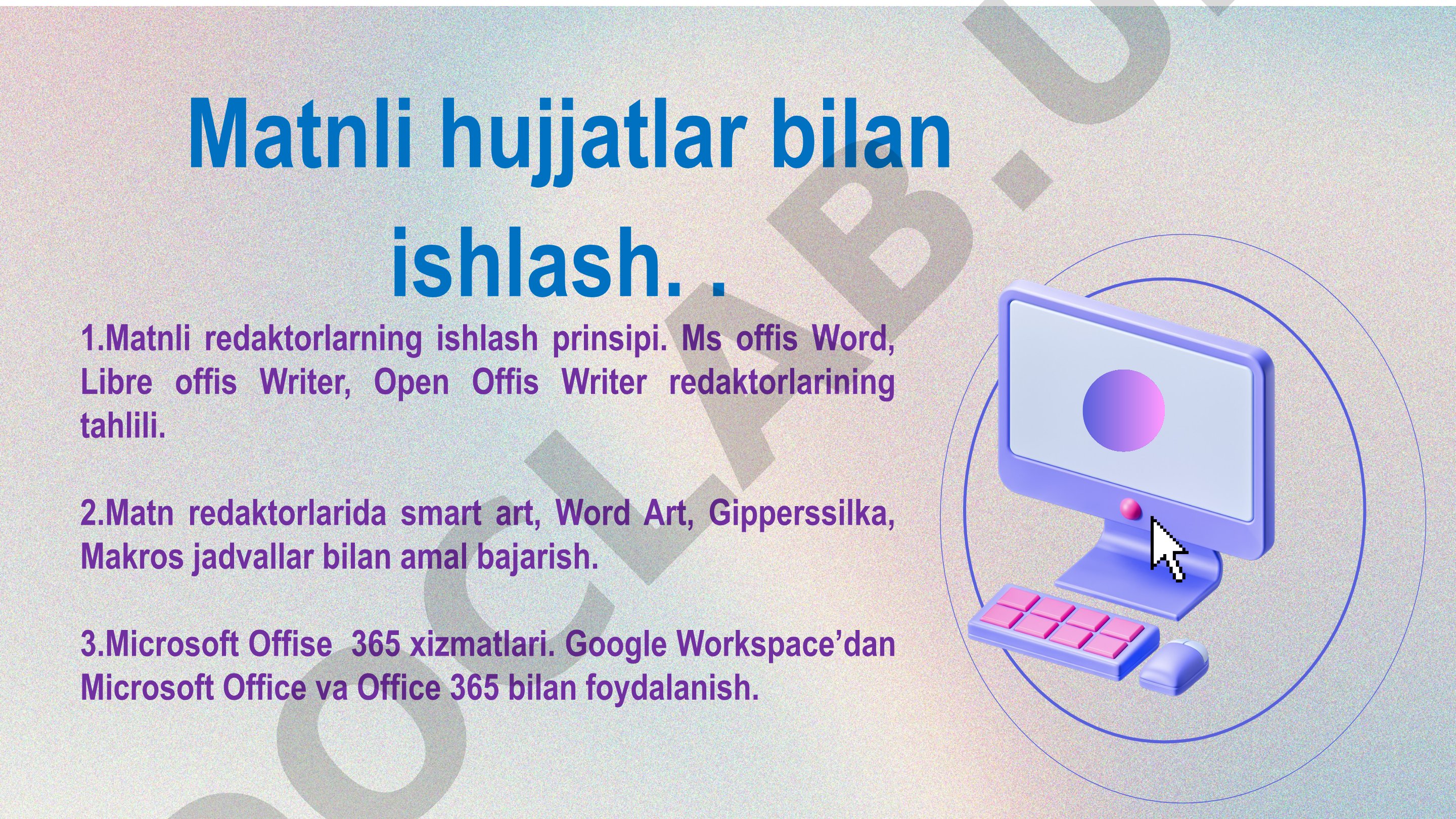 Matnli redaktorlar tahlili va Office 365 xizmatlari