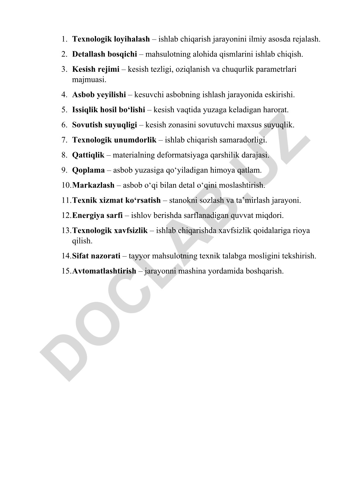 Texnologik loyihalash va ishlab chiqarish jarayonlari