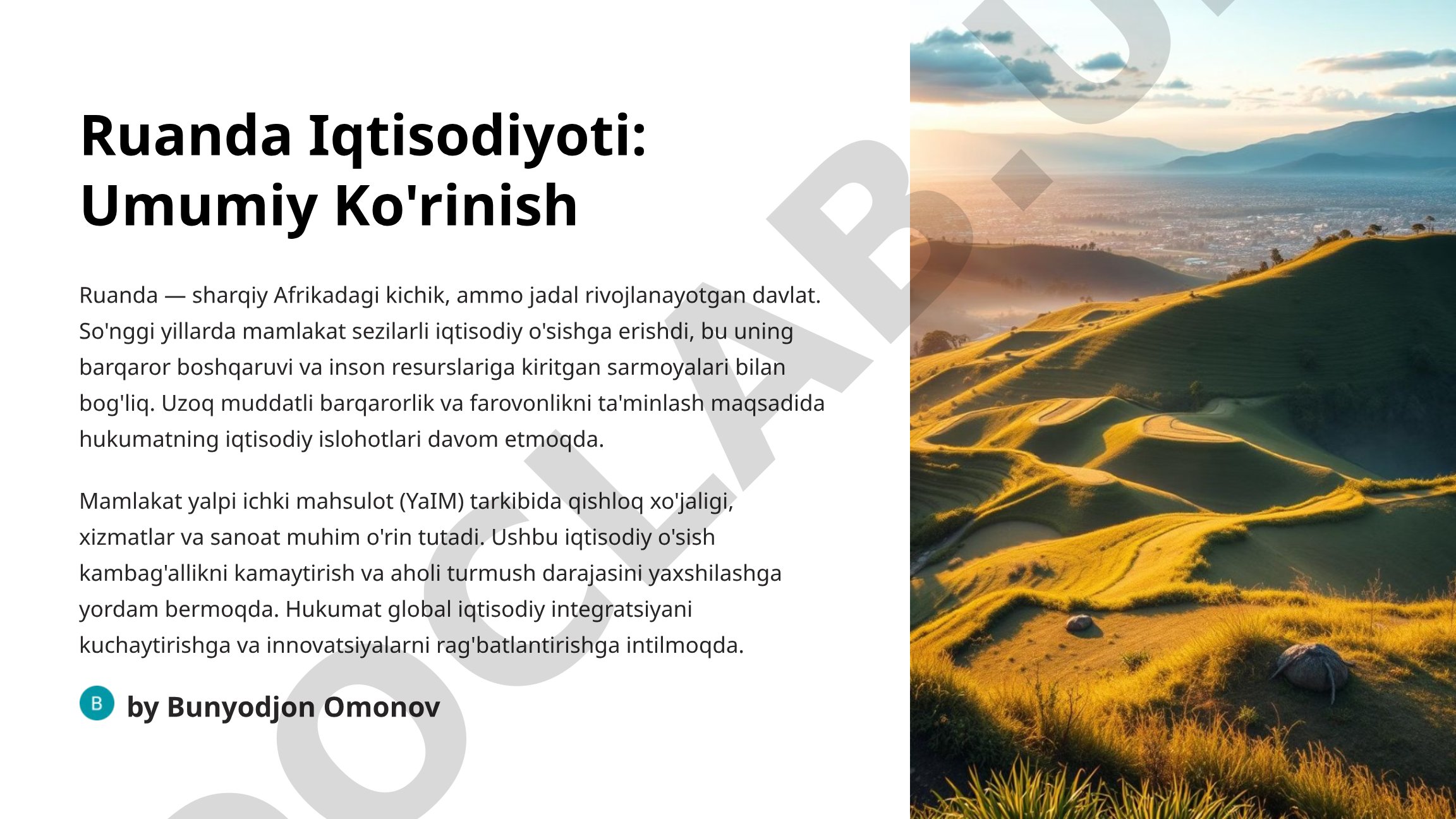 Ruanda Iqtisodiyoti: Umumiy Ko'rinish