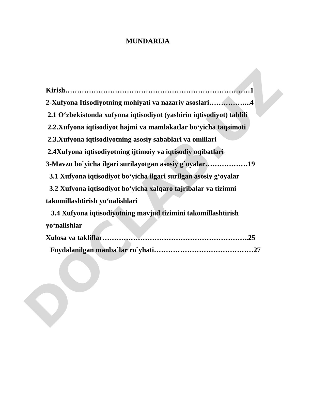 Xufyona iqtisodiyotning mohiyati va O'zbekistonda tahlili