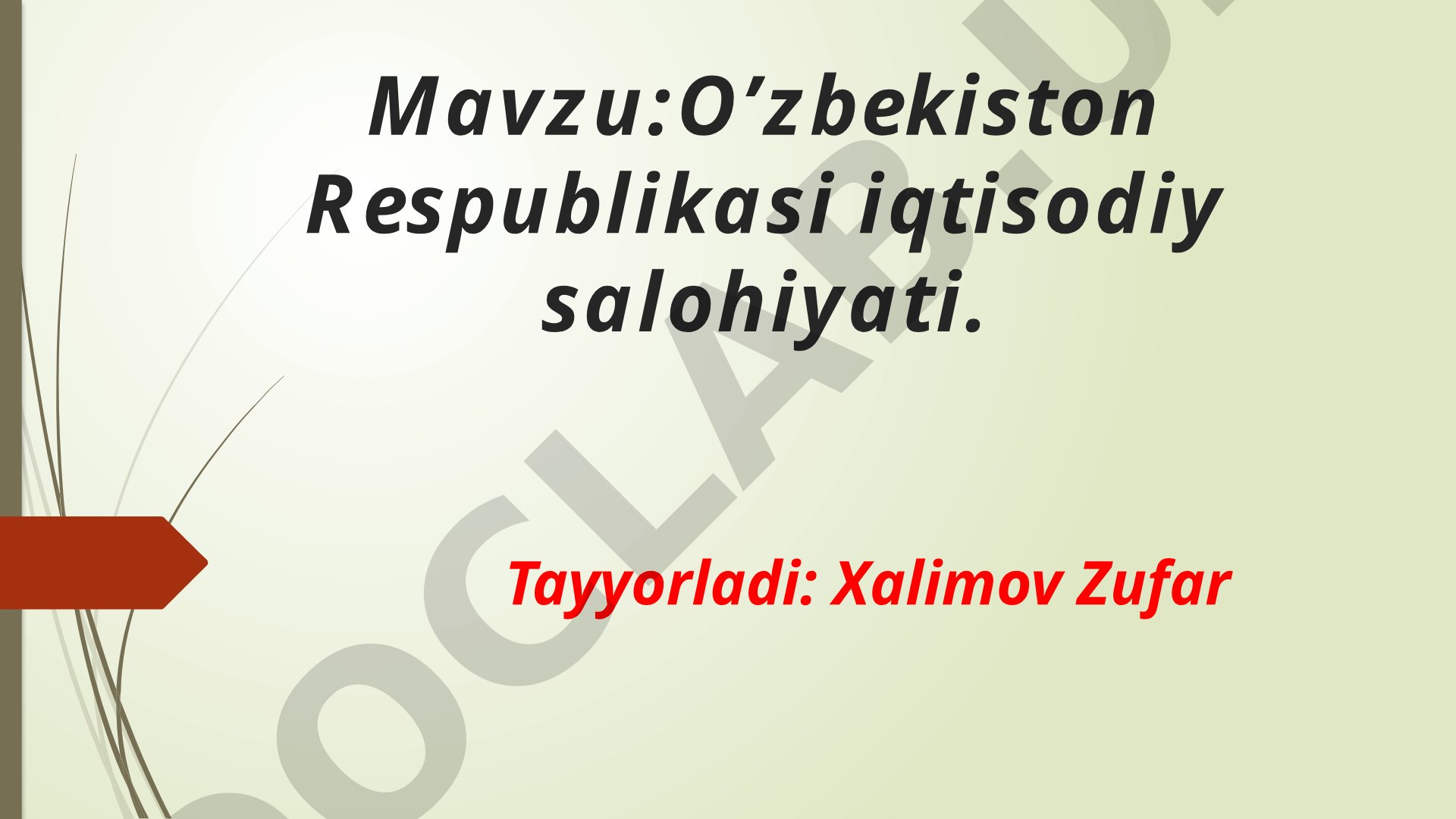 O'zbekiston Respublikasi iqtisodiy salohiyati