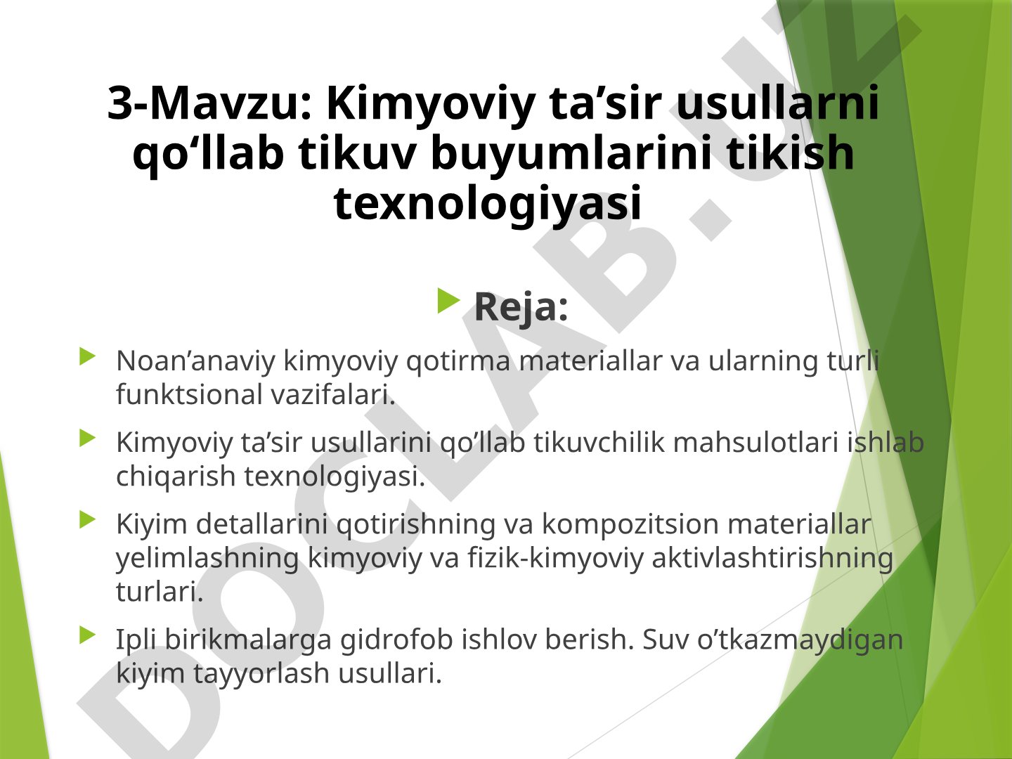 Kimyoviy ta’sir usullarni qo‘llab tikuv buyumlarini tikish texnologiyasi