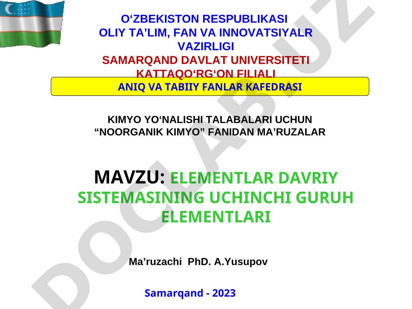 Elementlar davriy sistemasining uchinchi guruh elementlari