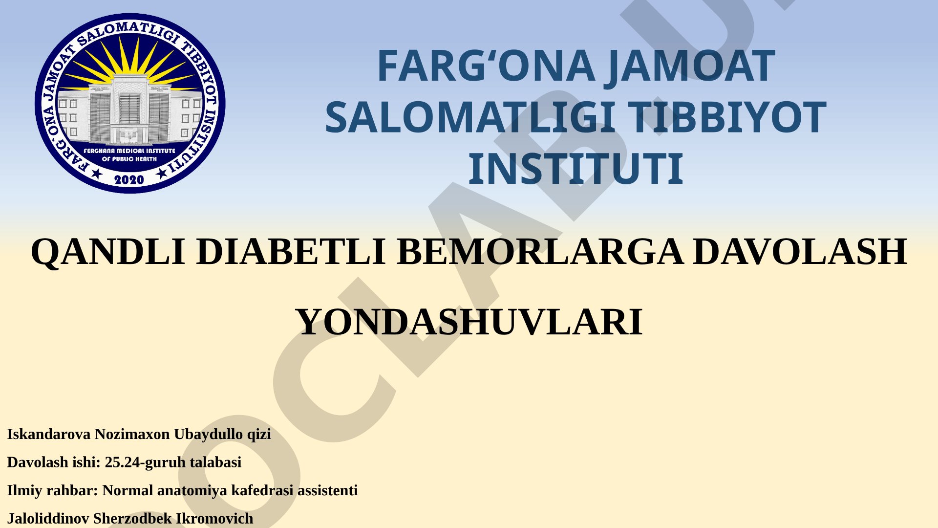 Qandli diabetli bemorlarga davolash yondashuvlari