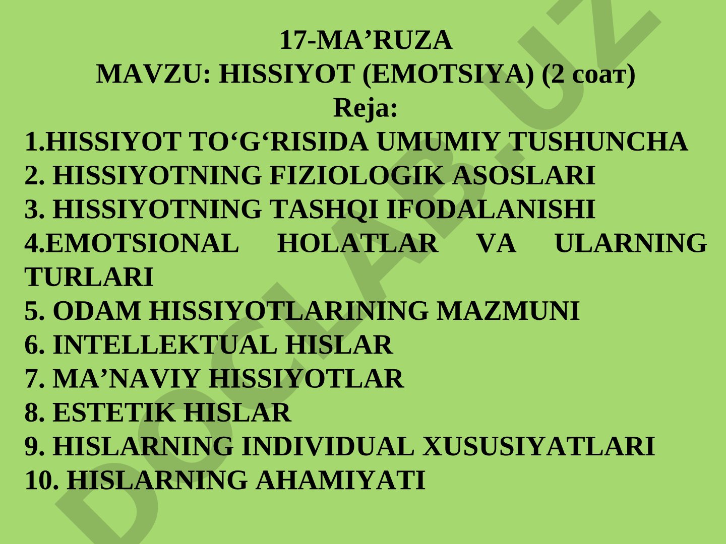 Hissiyot (emotsiya) to'g'risida umumiy tushuncha