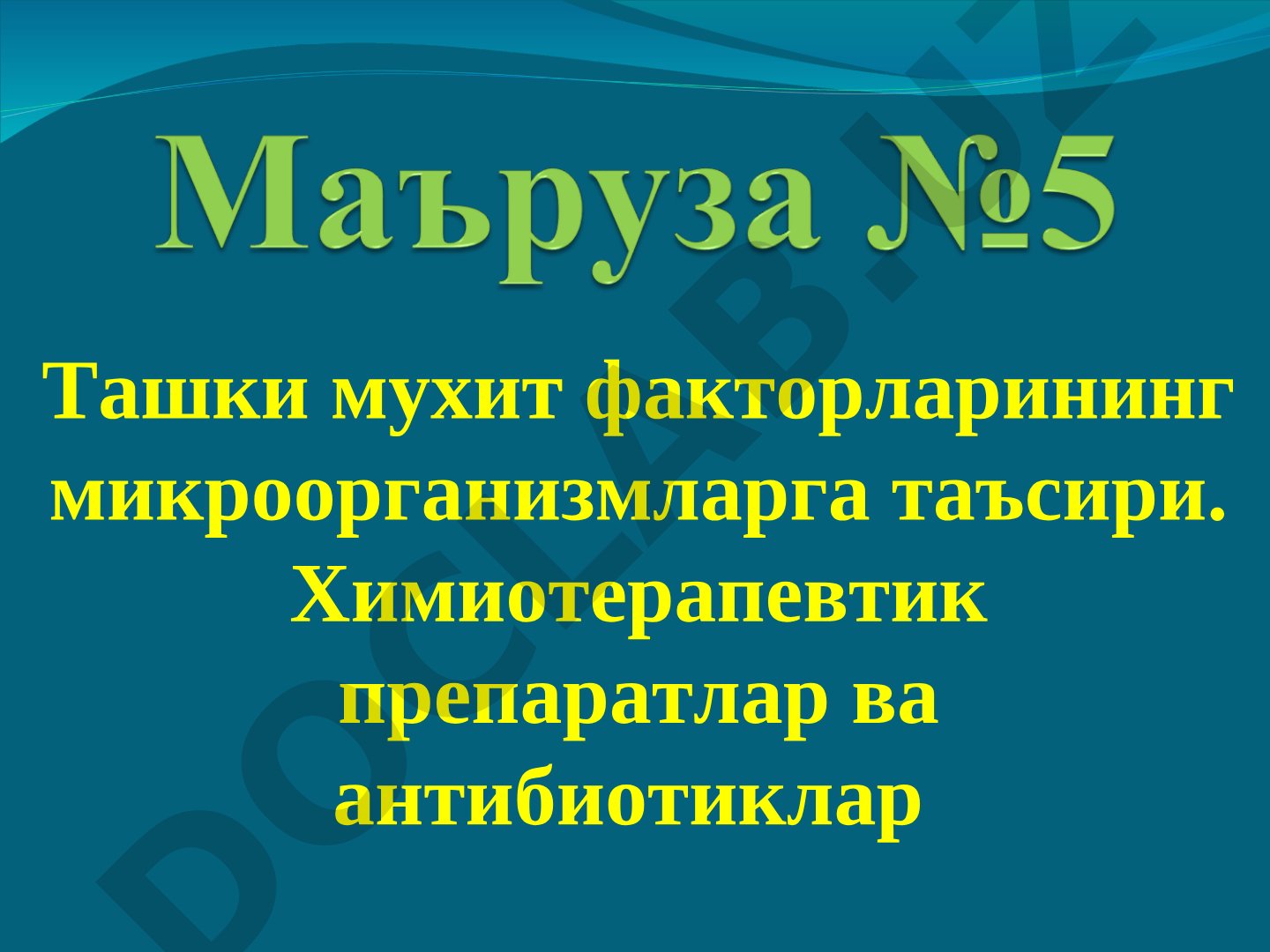Ташки мухит факторлари, химиотерапевтик препаратлар ва антибиотиклар