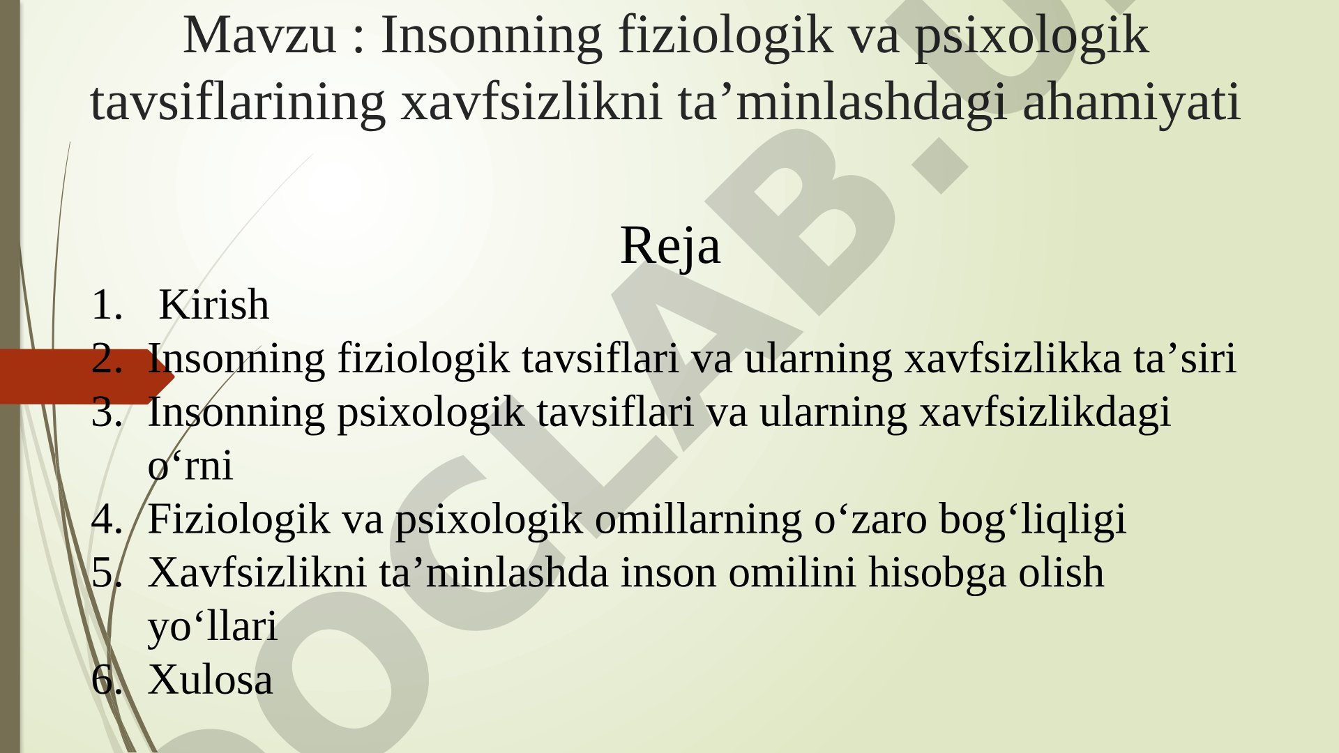Insonning fiziologik va psixologik tavsiflarining xavfsizlikni ta'minlashdagi ahamiyati