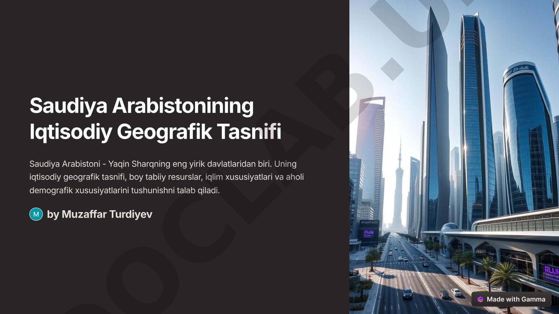 Saudiya Arabistonining Iqtisodiy Geografik Tasnifi