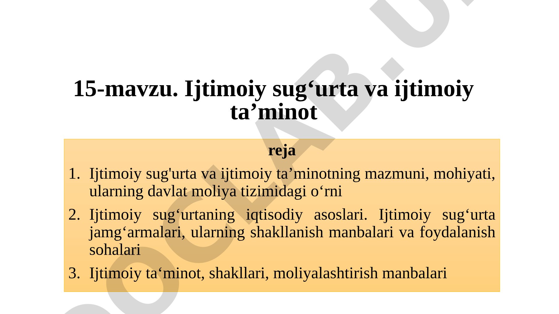 Ijtimoiy sug'urta va ijtimoiy ta'minot